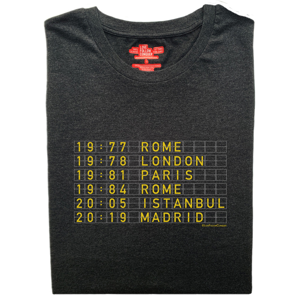 Love Follow Conquer T-Shirts Liverpool 6 Times charcoal t-shirt