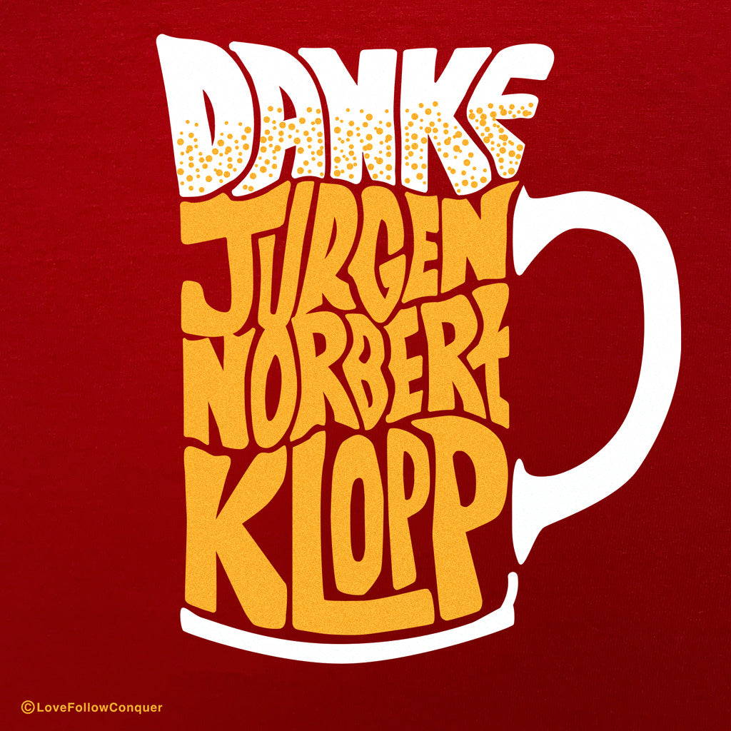 Love Follow Conquer T-Shirts Liverpool Danke Klopp red t-shirt