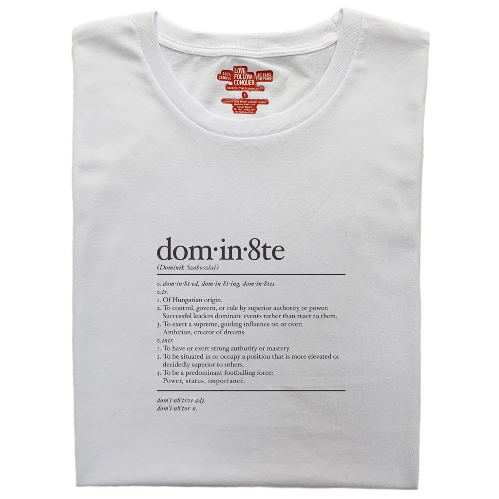 Love Follow Conquer T-Shirts Liverpool Szoboszlai No.8 inspired white t-shirt