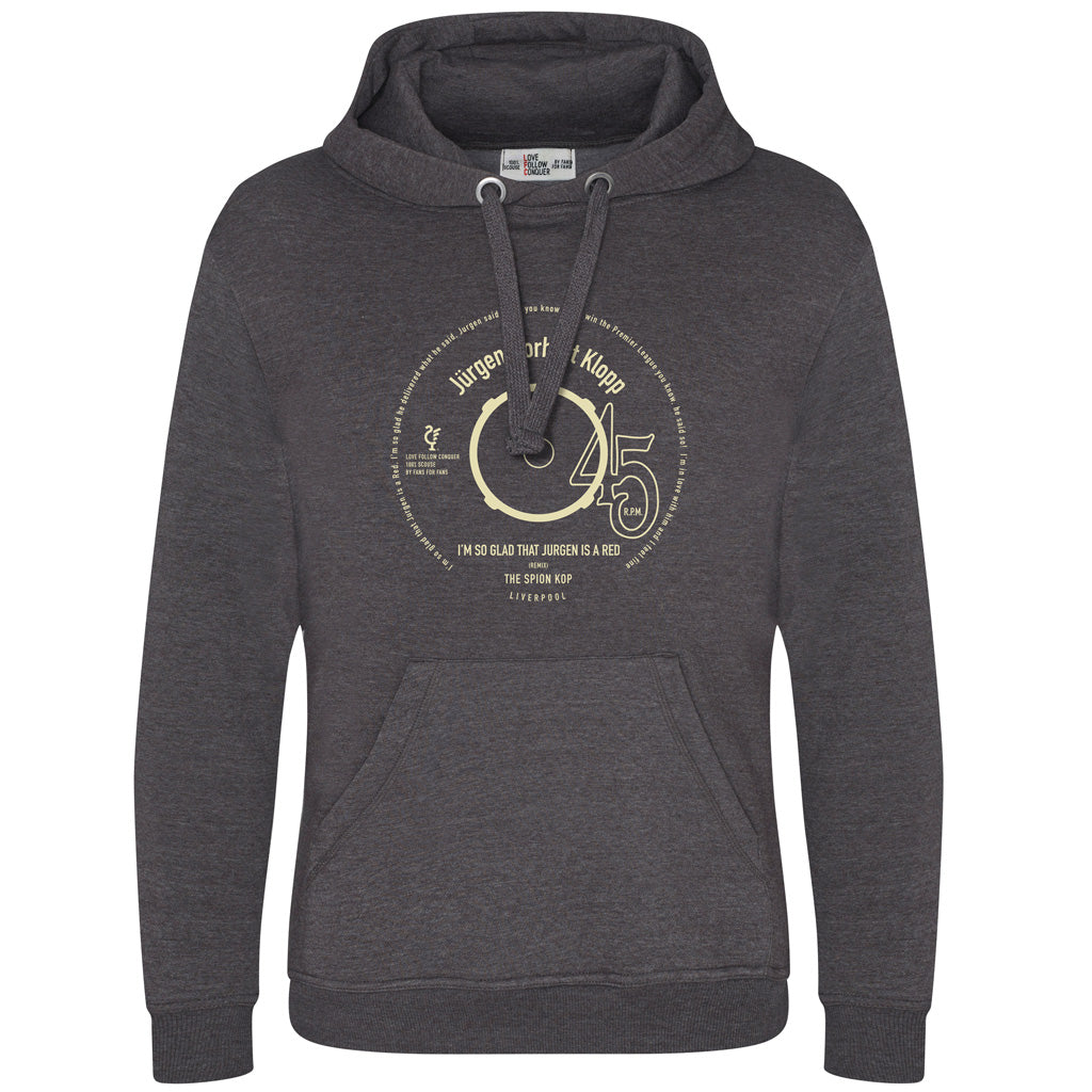 Love Follow Conquer Hoodie Liverpool I'm So Glad Jurgen inspired charcoal hoodie