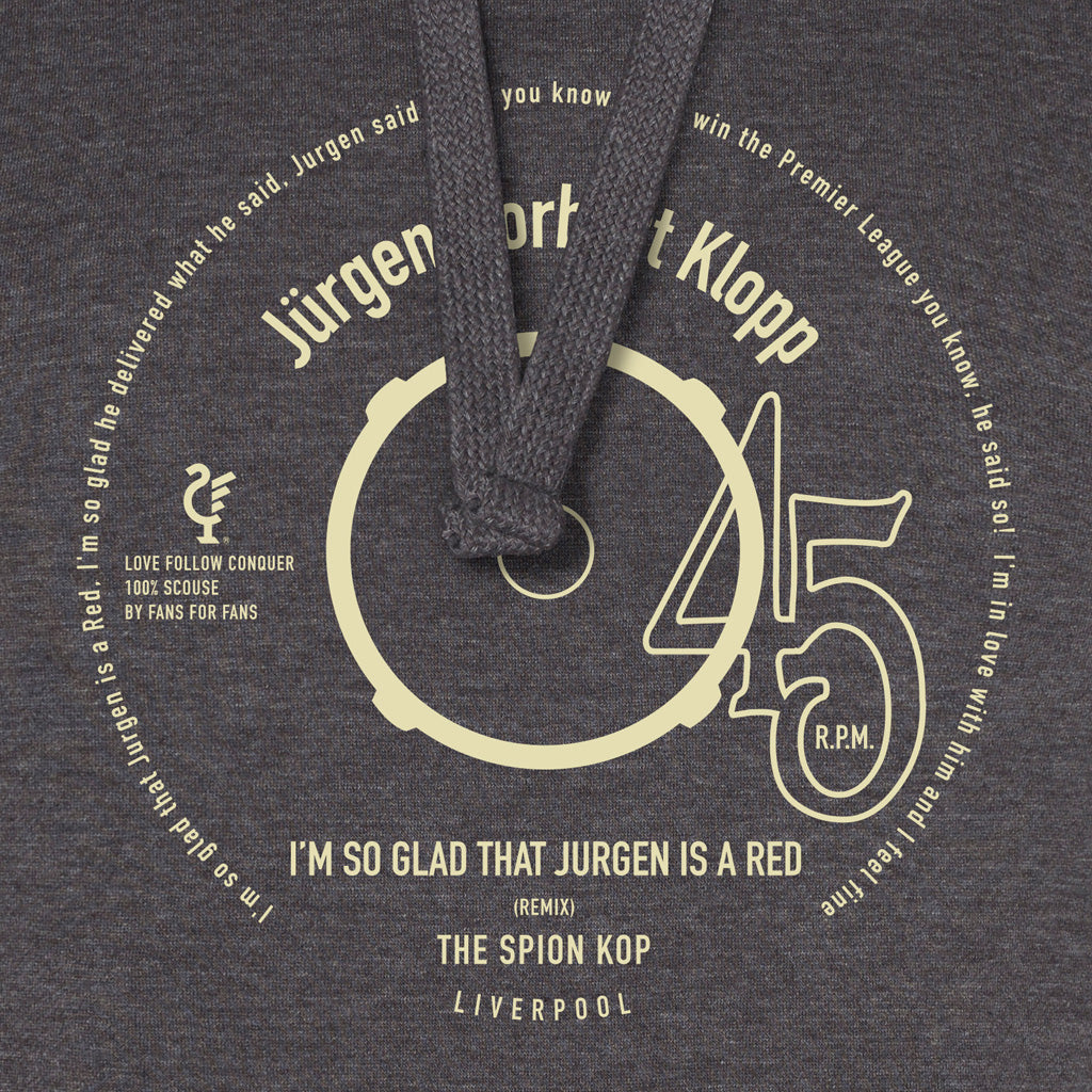 Love Follow Conquer Hoodie Liverpool I'm So Glad Jurgen inspired charcoal hoodie