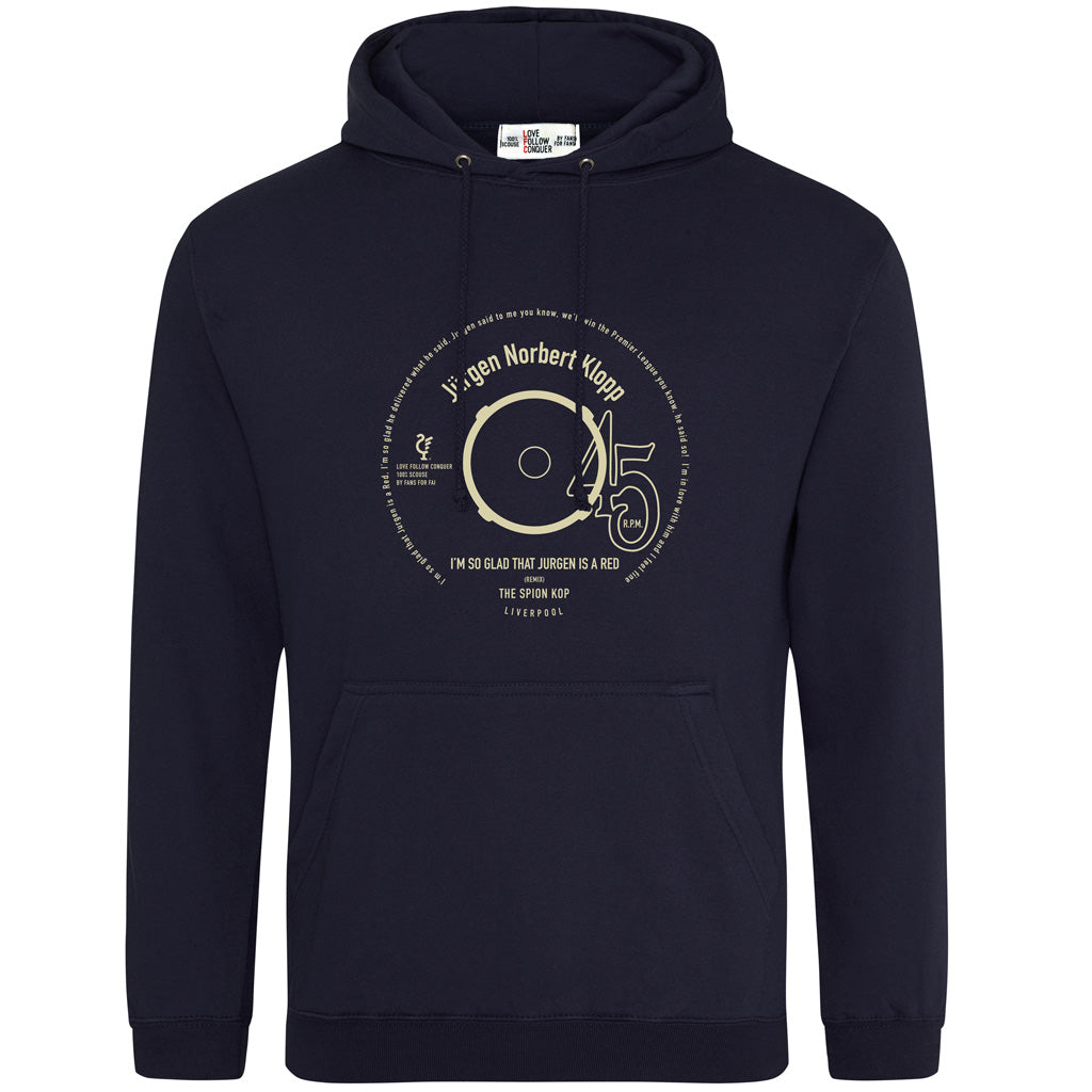 Love Follow Conquer Hoodies Classic Liverpool I'm So Glad Jurgen Classic navy hoodie