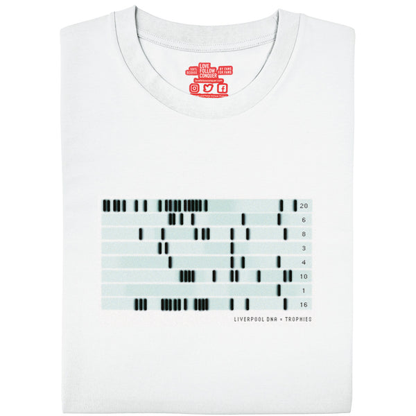 Liverpool DNA = Trophies Timeline white t-shirt
