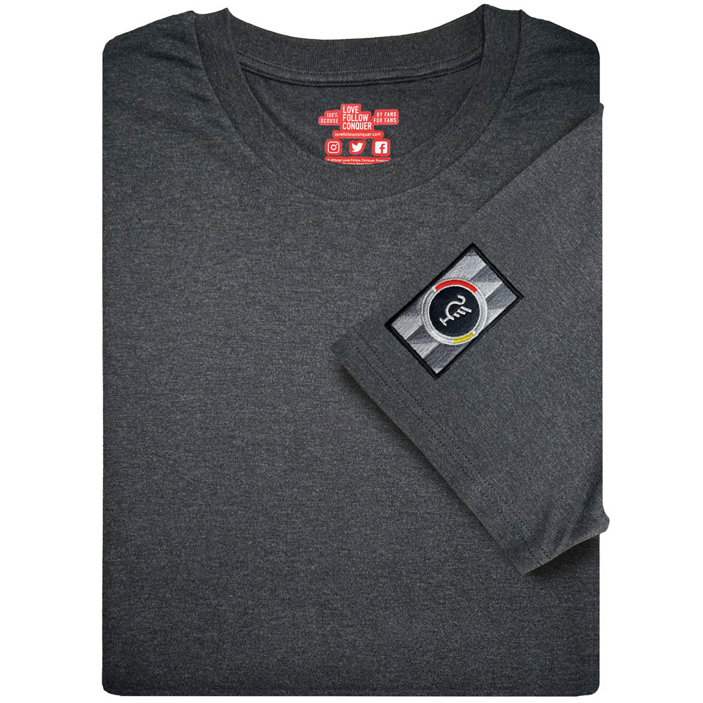 Love Follow Conquer T-Shirts Liverpool Spion Retro charcoal t-shirt