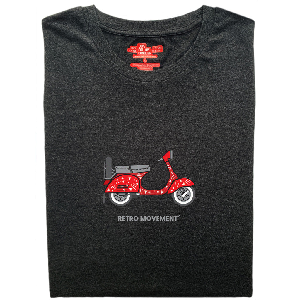 Love Follow Conquer T-Shirts Liverpool Retro Vespa inspired charcoal t-shirt