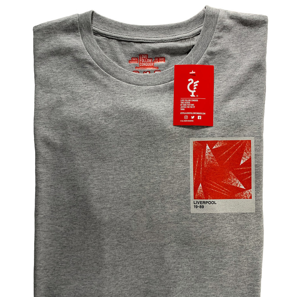 Love Follow Conquer T-Shirts Liverpool Retro 89 v1 grey t-shirt