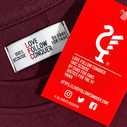 Love Follow Conquer Hoodies Classic Liverpool Menswear burgundy hoodie