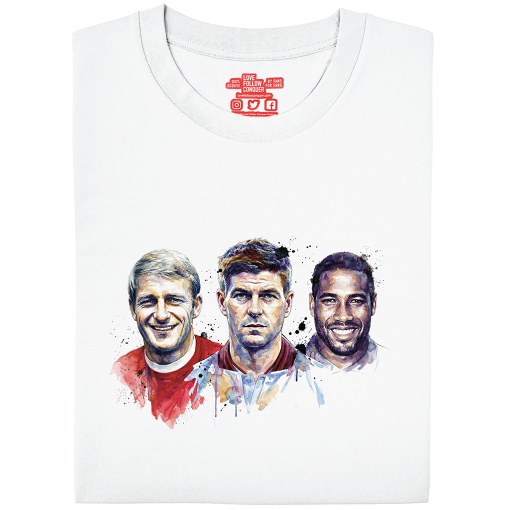 Love Follow Conquer T-Shirts World Cup Gerrard, Barnes, Hunt white t-shirt