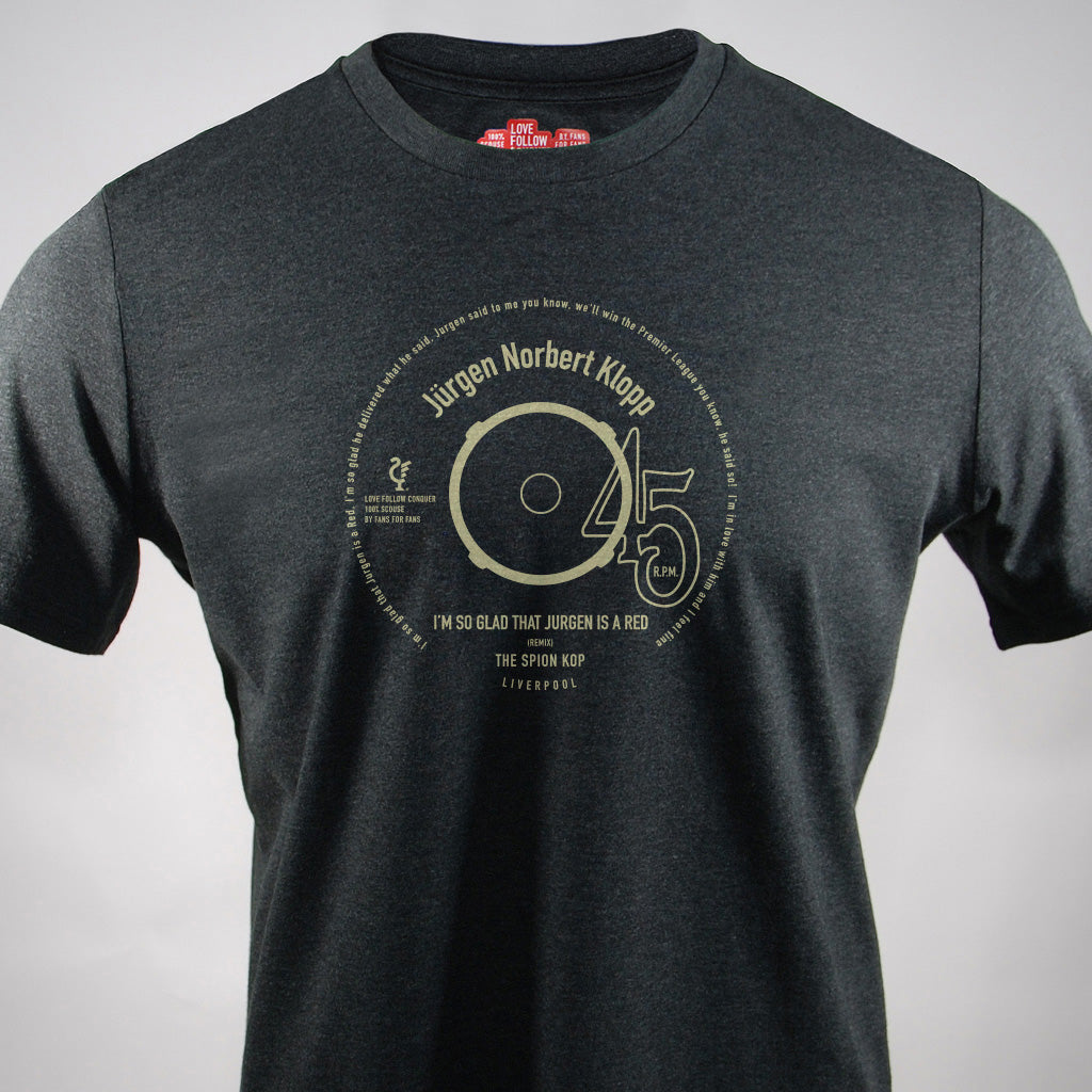 Love Follow Conquer T-Shirts OUTLET STORE Liverpool - I'm So Glad Jurgen charcoal t-shirt