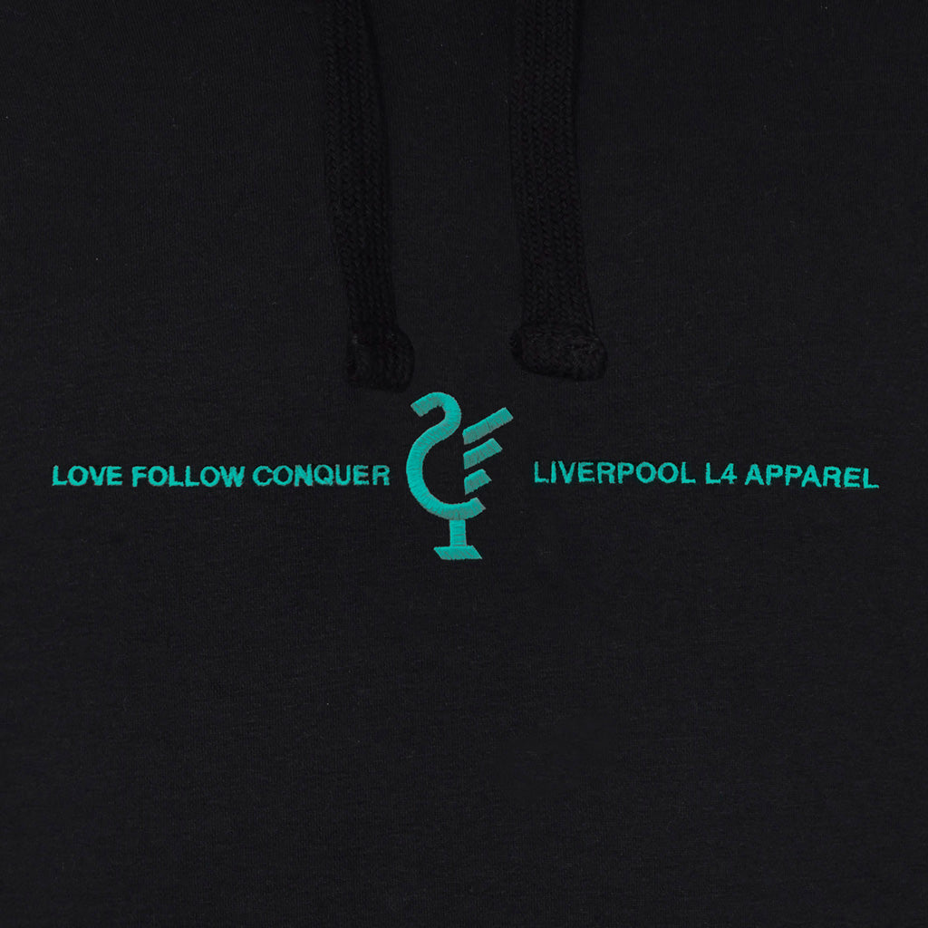 Love Follow Conquer Hoodie Liverpool L4 Premium black hoodie