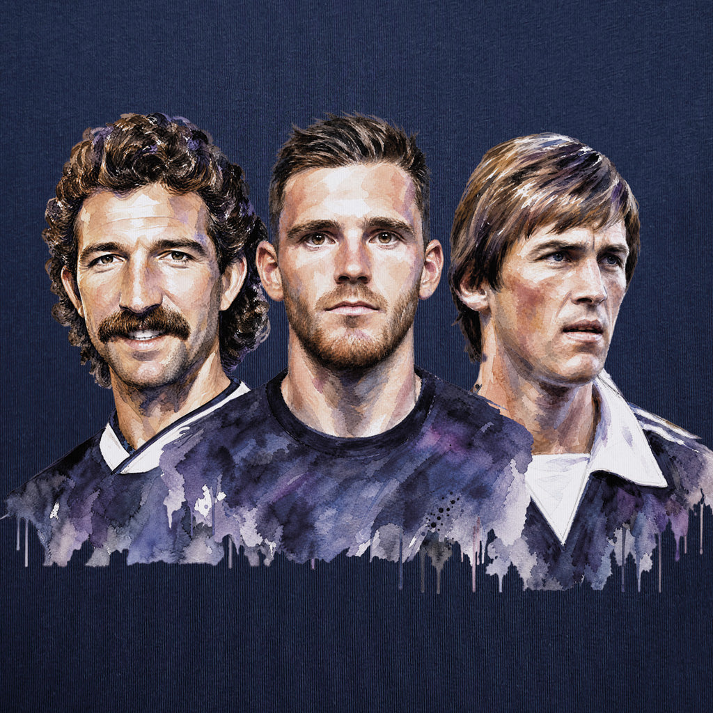 Love Follow Conquer T-Shirts World Cup Robbo, Dalglish, Souness navy t-shirt