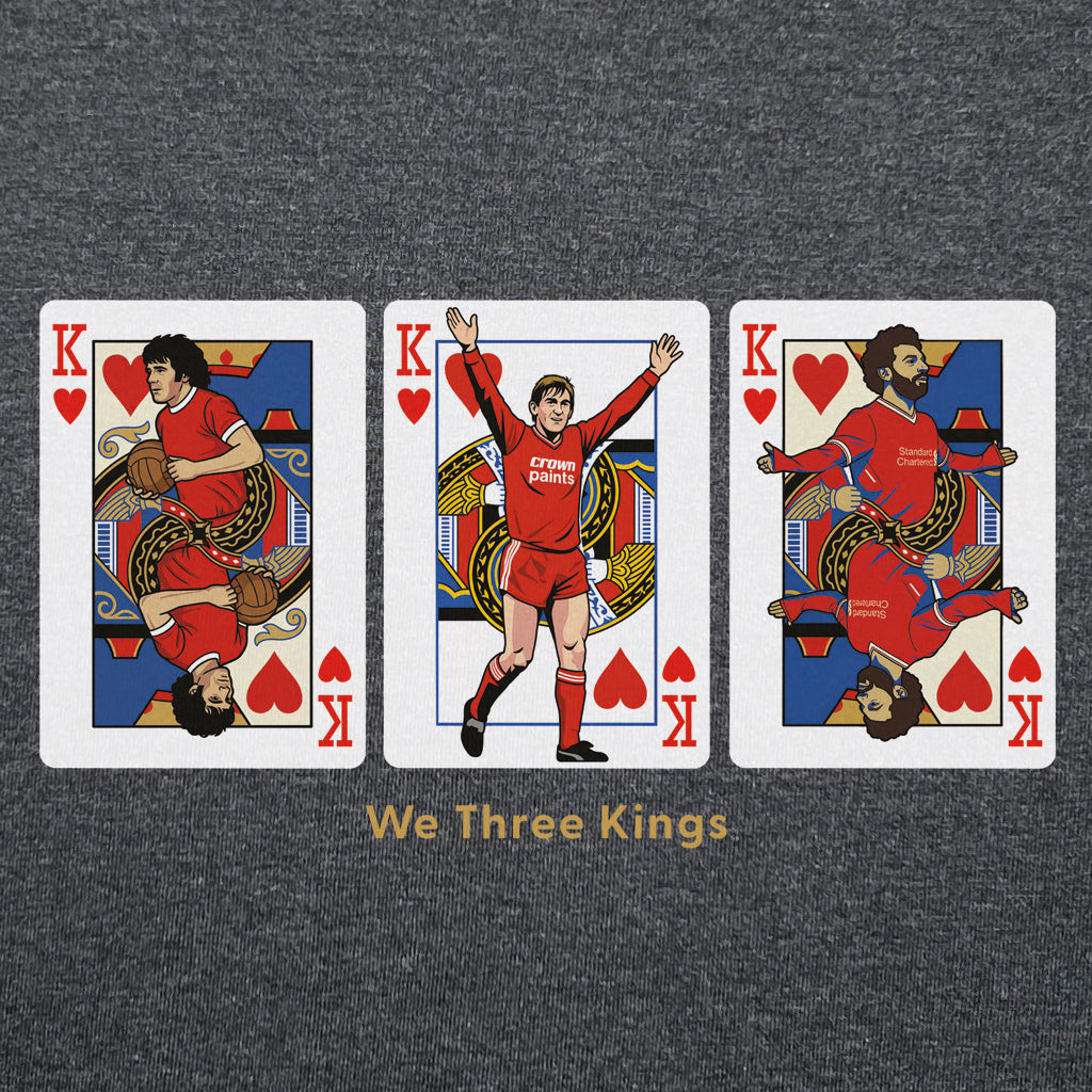 Love Follow Conquer T-Shirts Liverpool We 3 Kings charcoal t-shirt